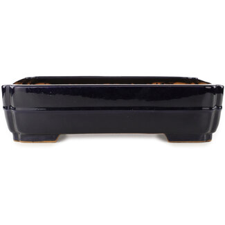  Yamafusa - Takehiko Koie Maceta rectangular de color azul oscuro de 368 mm para bonsái de Yamafusa, Tokoname, Japón