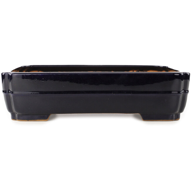 Maceta rectangular para bonsái de color azul oscuro de Yamafusa - 368 x 280 x 93 mm