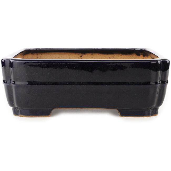 Maceta rectangular para bonsái de color azul oscuro de Yamafusa - 368 x 280 x 93 mm