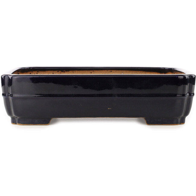 Rectangular dark blue bonsai pot by Yamafusa - 368 x 280 x 93 mm