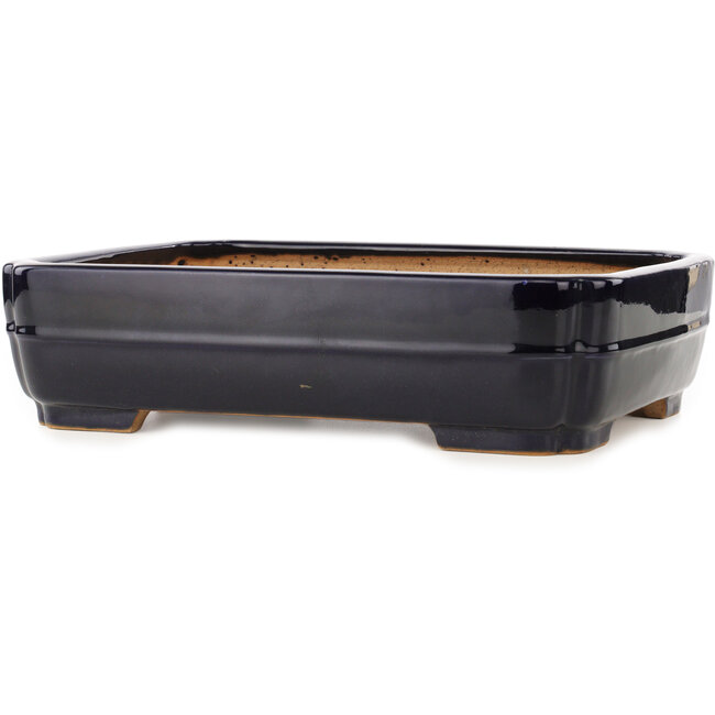 Vaso bonsai rettangolare blu scuro di Yamafusa - 368 x 280 x 93 mm