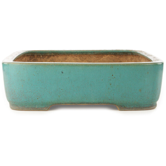 Pot à bonsaï rectangulaire turquoise de Reiho - 495 x 360 x 100 mm