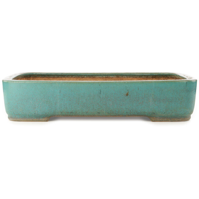 Pot à bonsaï rectangulaire turquoise de Reiho - 495 x 360 x 100 mm