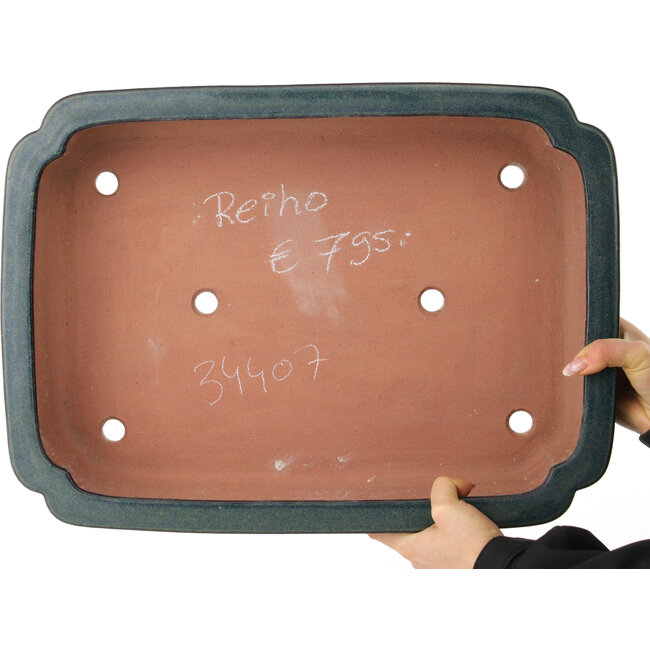 Rechthoekige blauwe bonsai pot van Reiho - 487 x 355 x 112 mm