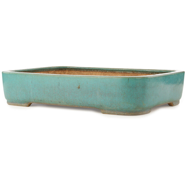 Rectangular turquoise bonsai pot by Reiho - 495 x 360 x 100 mm