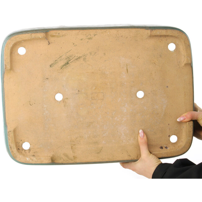 Maceta rectangular turquesa para bonsái de Reiho - 495 x 360 x 100 mm