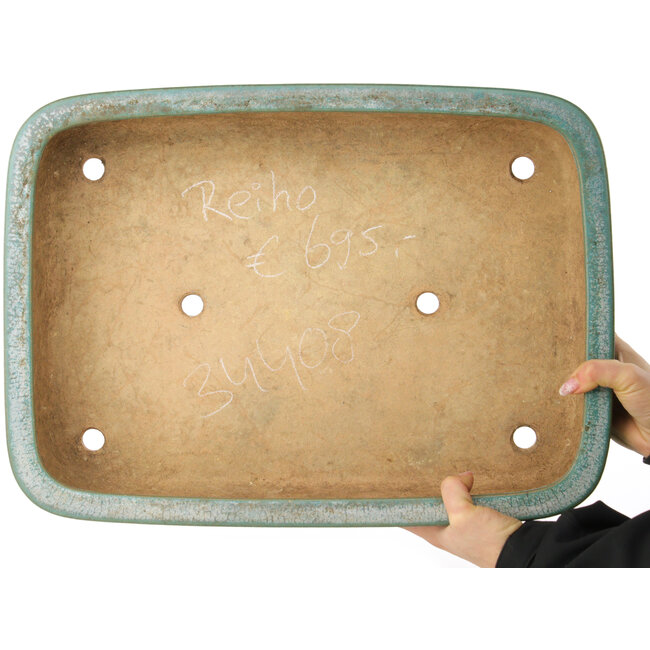 Rechthoekige turquoise bonsai pot van Reiho - 495 x 360 x 100 mm