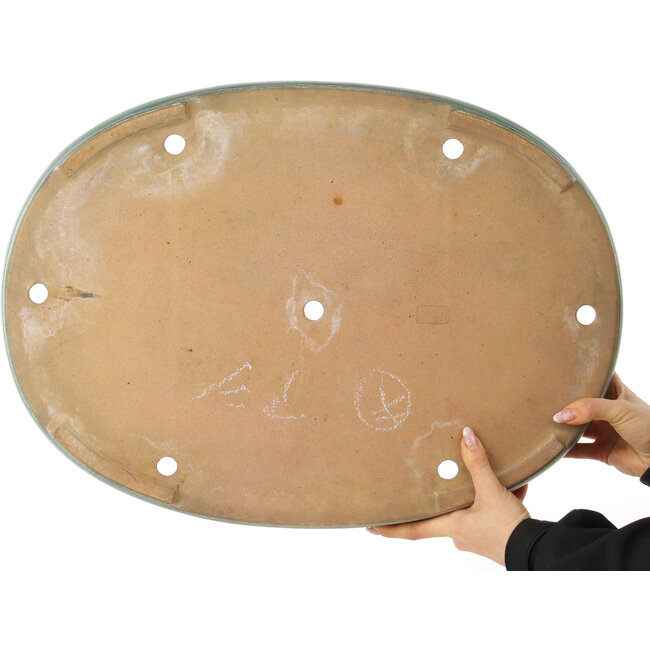 Pot à bonsaï ovale turquoise de Reiho - 588 x 423 x 68 mm