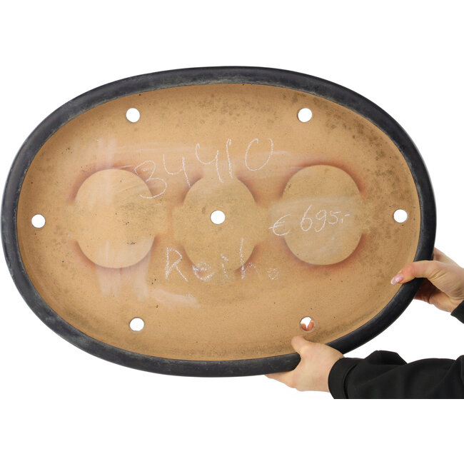 Pot à bonsaï ovale bleu foncé de Reiho - 575 x 412 x 67 mm