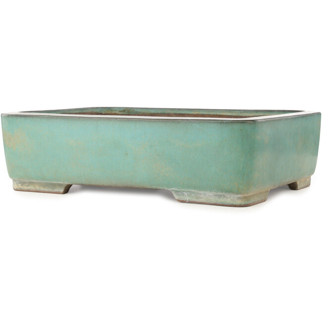 Rectangular turquoise bonsai pot by Kakuzan - 535 x 403 x 145 mm