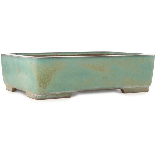 Rectangular turquoise bonsai pot by Kakuzan - 535 x 403 x 145 mm