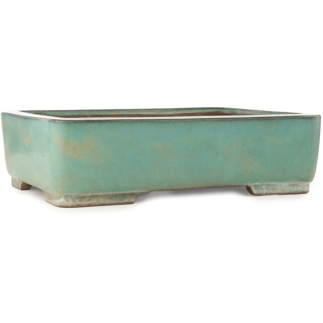 Pot à bonsaï rectangulaire turquoise de Kakuzan - 535 x 403 x 145 mm