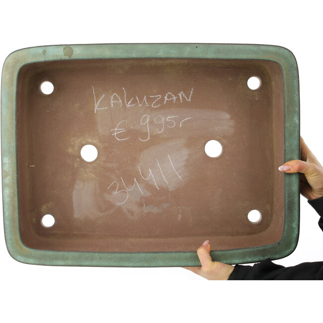 Maceta rectangular turquesa para bonsái de Kakuzan - 535 x 403 x 145 mm
