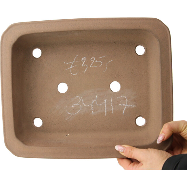 Rechthoekige ongeglazuurde bonsaipot van Keizan - 315 x 260 x 73 mm