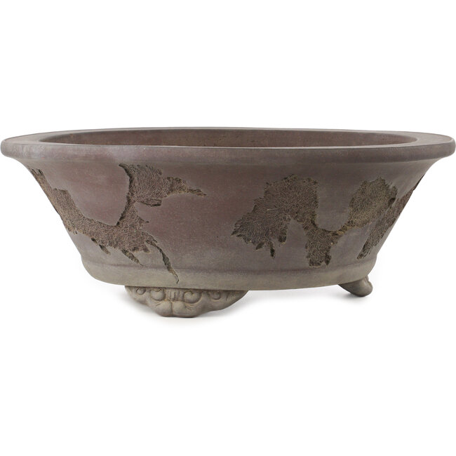Round unglazed bonsai pot by Yamaaki Koshosen (first generation) - 450 x 450 x 165 mm