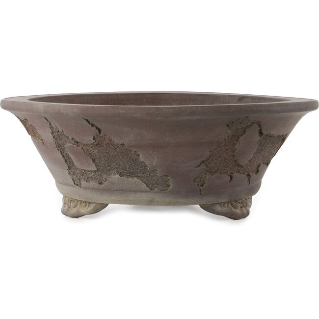 Round unglazed bonsai pot by Yamaaki Koshosen (first generation) - 450 x 450 x 165 mm