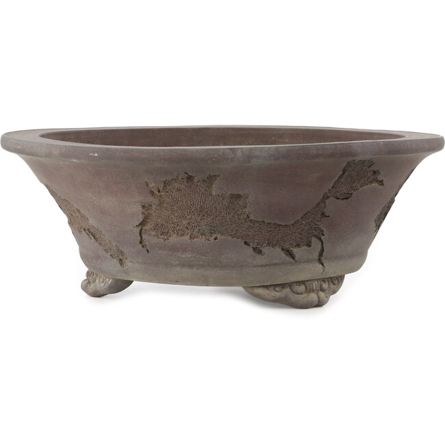 Ronde ongeglazuurde bonsaipot van Yamaaki Koshosen (eerste generatie) - 450 x 450 x 165 mm