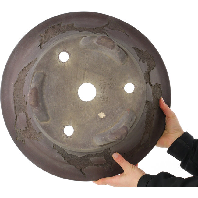 Vaso bonsai rotondo non smaltato di Yamaaki Koshosen (prima generazione) - 450 x 450 x 165 mm
