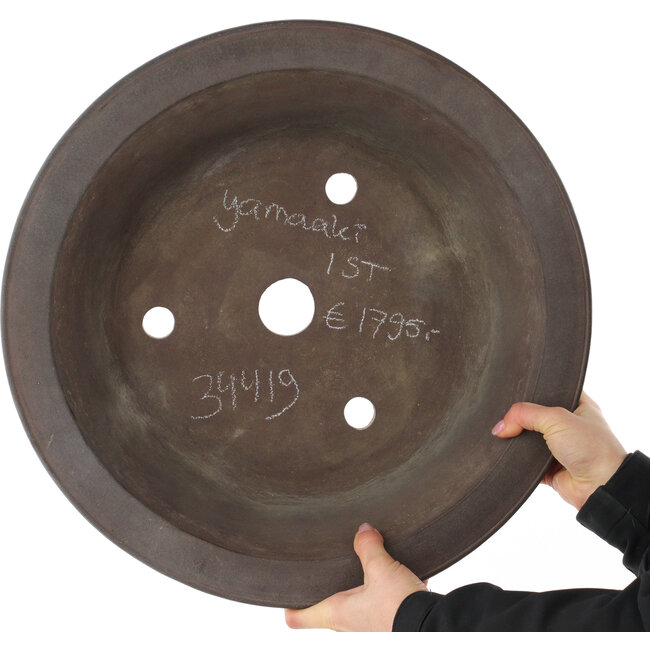 Maceta para bonsái redonda sin esmaltar de Yamaaki Koshosen (primera generación) - 450 x 450 x 165 mm