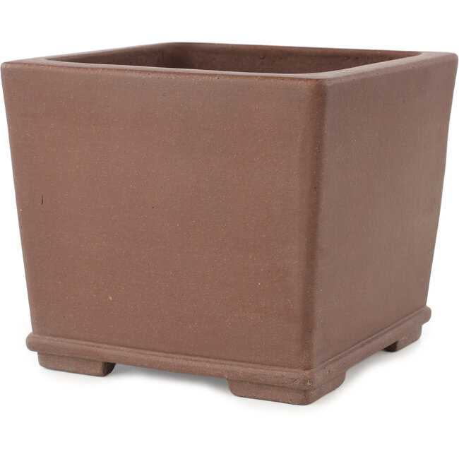Square unglazed bonsai pot by Yamaaki - 165 x 165 x 140 mm