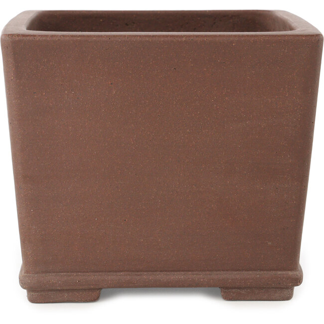 Square unglazed bonsai pot by Yamaaki - 165 x 165 x 140 mm
