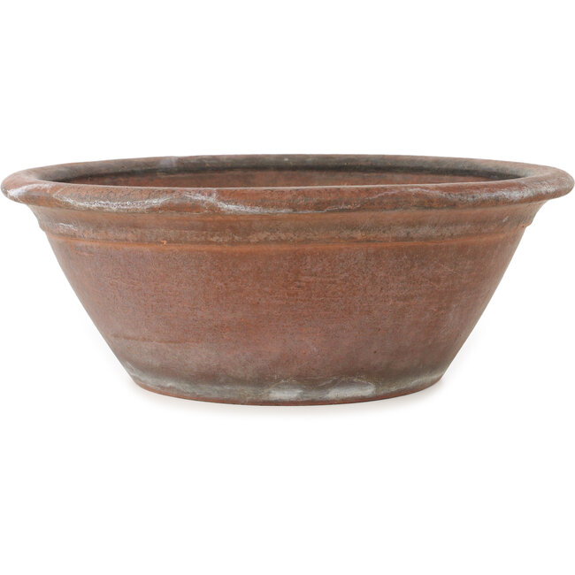 Round unglazed bonsai pot by Nakawatari - 315 x 315 x 120 mm