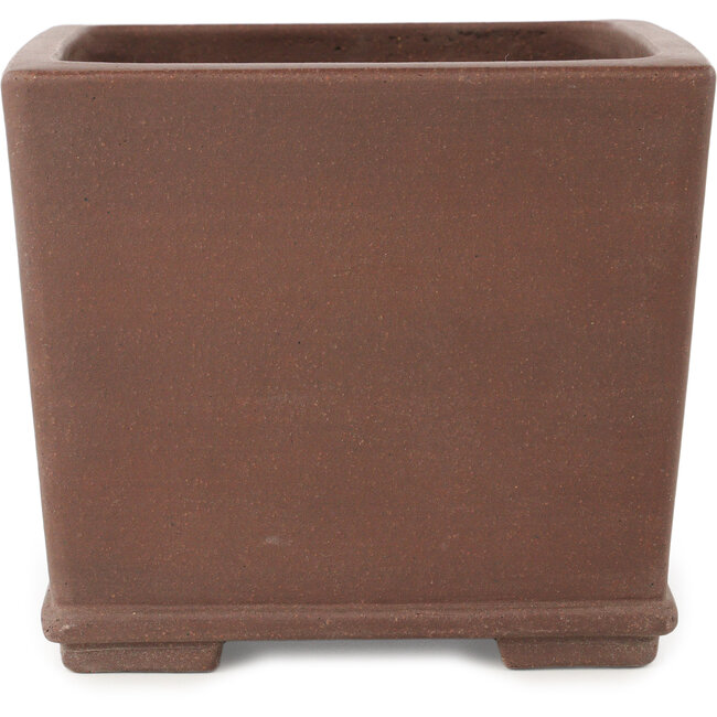 Square unglazed bonsai pot by Yamaaki - 165 x 165 x 140 mm