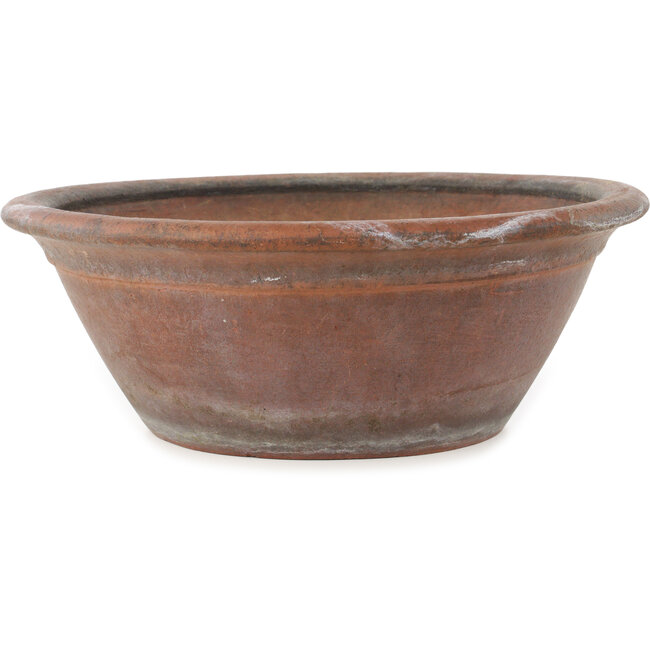 Ronde ongeglazuurde bonsaipot van Nakawatari - 315 x 315 x 120 mm