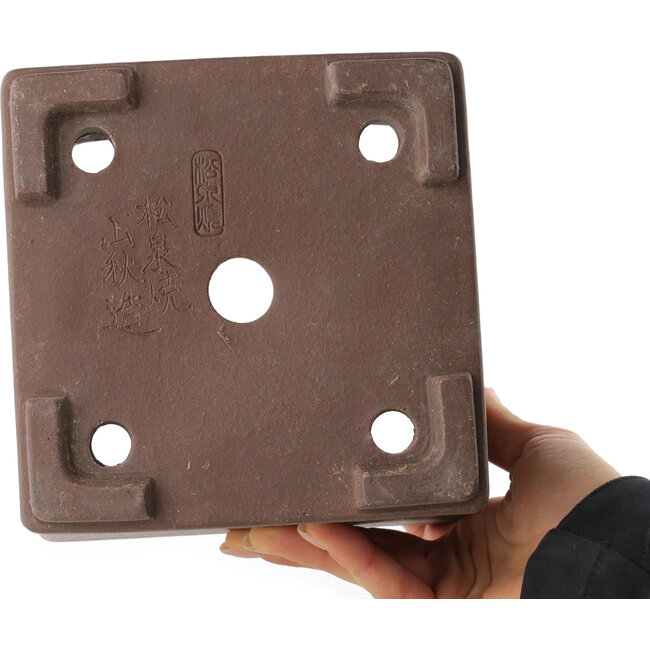 Maceta cuadrada sin esmaltar para bonsái de Yamaaki - 165 x 165 x 140 mm