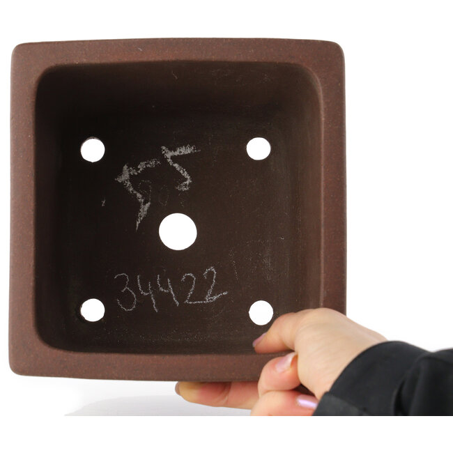 Maceta cuadrada sin esmaltar para bonsái de Yamaaki - 165 x 165 x 140 mm