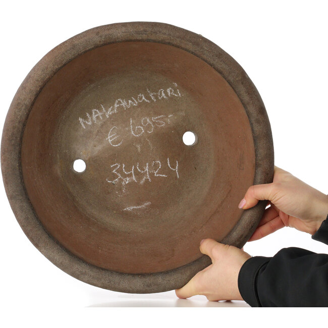 Pot à bonsaï rond non émaillé de Nakawatari - 340 x 340 x 130 mm