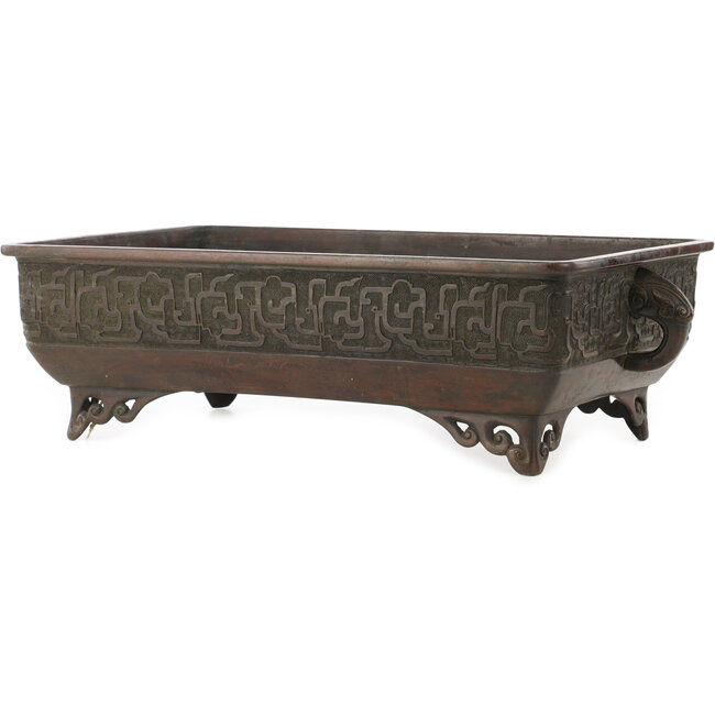 Suiban ongeglazuurde bonsai pot - 395 x 252 x 125 mm