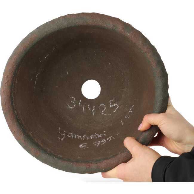 Vaso bonsai rotondo non smaltato di Yamaaki Koshosen (prima generazione) - 300 x 300 x 165 mm