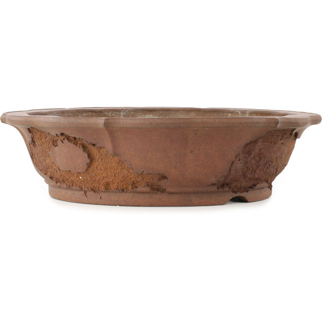 Lotus unglazed bonsai pot by Yamaaki Koshosen (first generation) - 400 x 400 x 105 mm