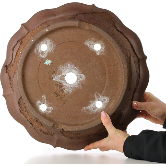 Lotus ongeglazuurde bonsai pot van Yamaaki Koshosen (eerste generatie) - 400 x 400 x 105 mm