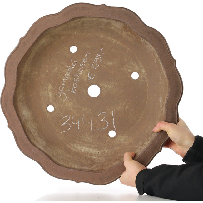 Lotus ongeglazuurde bonsai pot van Yamaaki Koshosen (eerste generatie) - 435 x 435 x 105 mm
