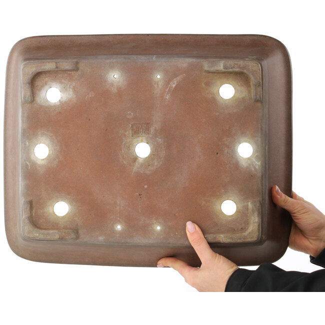 Maceta rectangular sin esmaltar para bonsái de Yuji (Gyouzan) - 445 x 360 x 115 mm