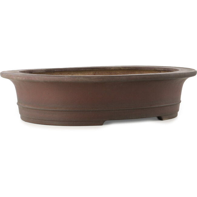 Oval unglazed bonsai pot by Yamaaki - 515 x 430 x 122 mm