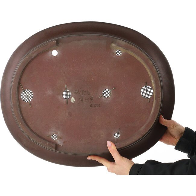 Pot à bonsaï ovale non émaillé de Yamaaki - 515 x 430 x 122 mm