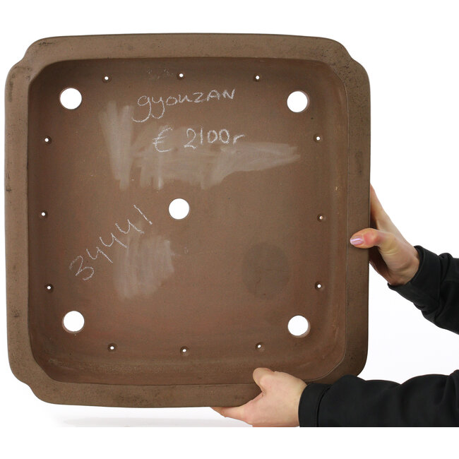 Pot à bonsaï carré non émaillé de Gyouzan - 460 x 450 x 162 mm