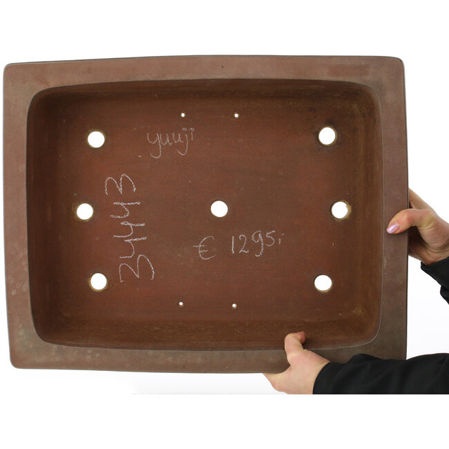 Rectangular unglazed bonsai pot by Yuji ( Gyouzan) - 510 x 403 x 136 mm