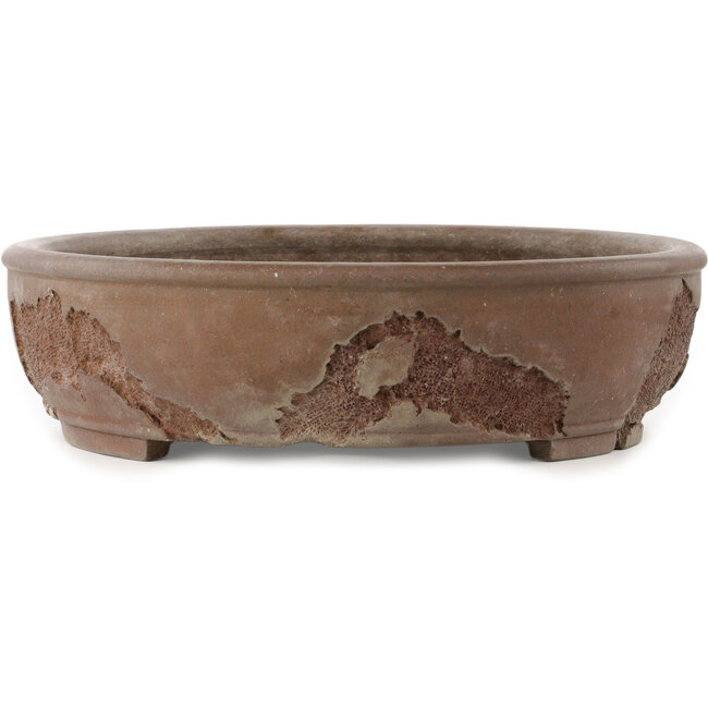 Oval unglazed bonsai pot by Yamaaki Koshosen (first generation) - 525 x 440 x 115 mm