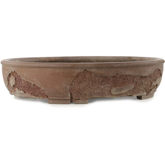 Oval unglazed bonsai pot by Yamaaki Koshosen (first generation) - 525 x 440 x 115 mm