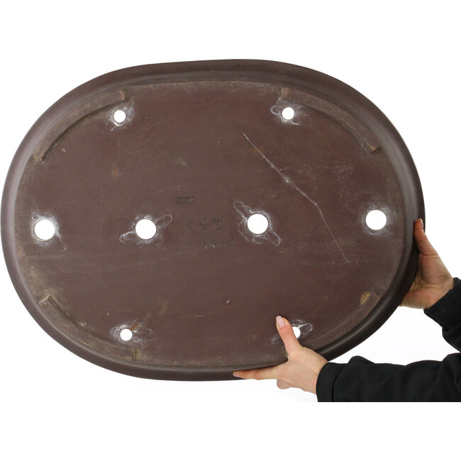 Pot à bonsaï ovale non émaillé de Yamaaki - 635 x 483 x 113 mm
