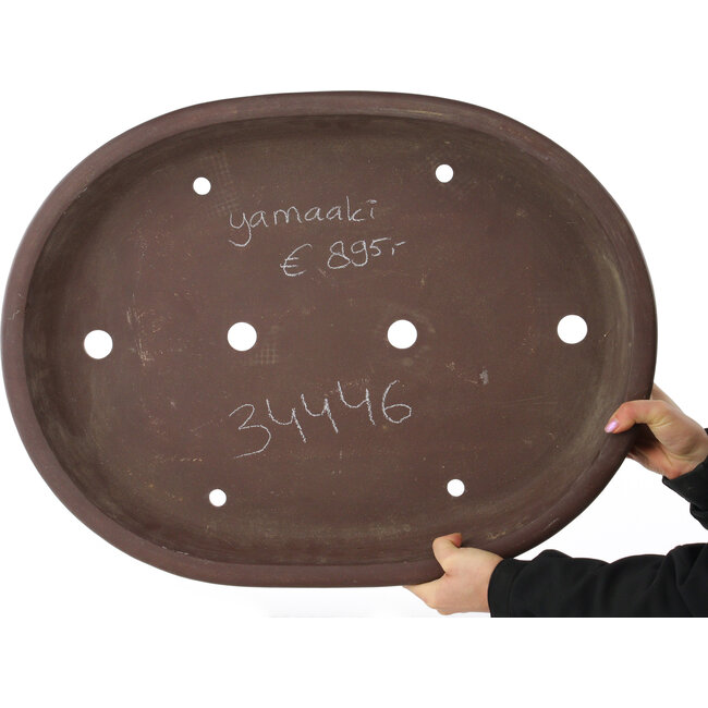 Ovale ongeglazuurde bonsaipot van Yamaaki - 635 x 483 x 113 mm