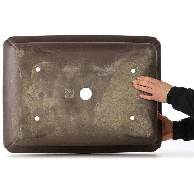 Rechthoekige ongeglazuurde bonsaipot van Keizan - 625 x 470 x 220 mm