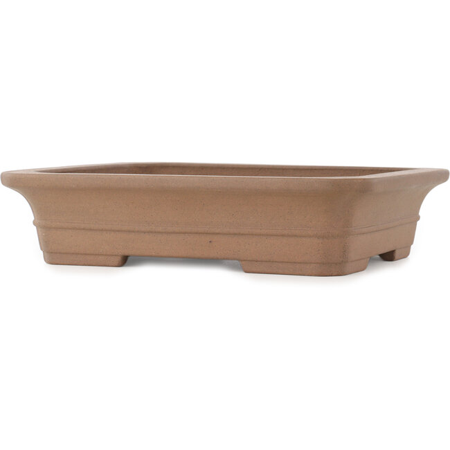 Rectangular unglazed bonsai pot by Keizan - 315 x 260 x 73 mm