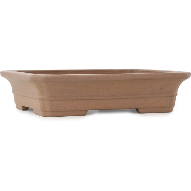 Rectangular unglazed bonsai pot by Keizan - 315 x 260 x 73 mm