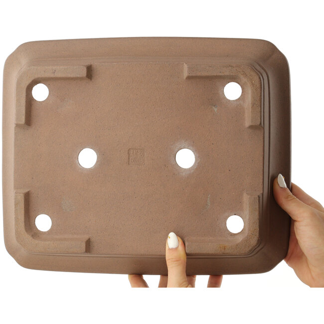 Pot à bonsaï rectangulaire non émaillé de Keizan - 315 x 260 x 73 mm
