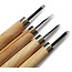 Set completo di sgorbie manuali da 4 pezzi per bonsai, intaglio e lavori di precisione con lame in acciaio resistenti e manici in legno naturale